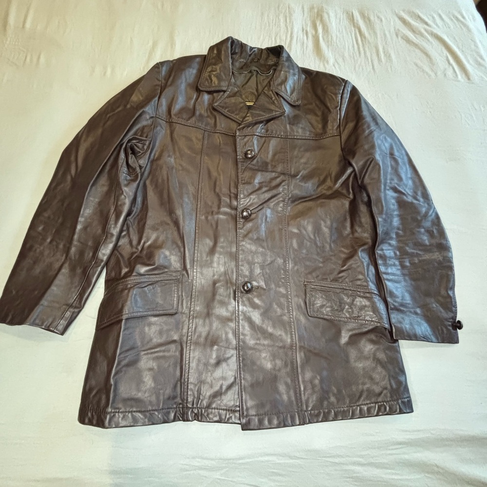 Vintage Cooper Leather Jacket Men’s Size 42 Brown Disco‎ 1970s